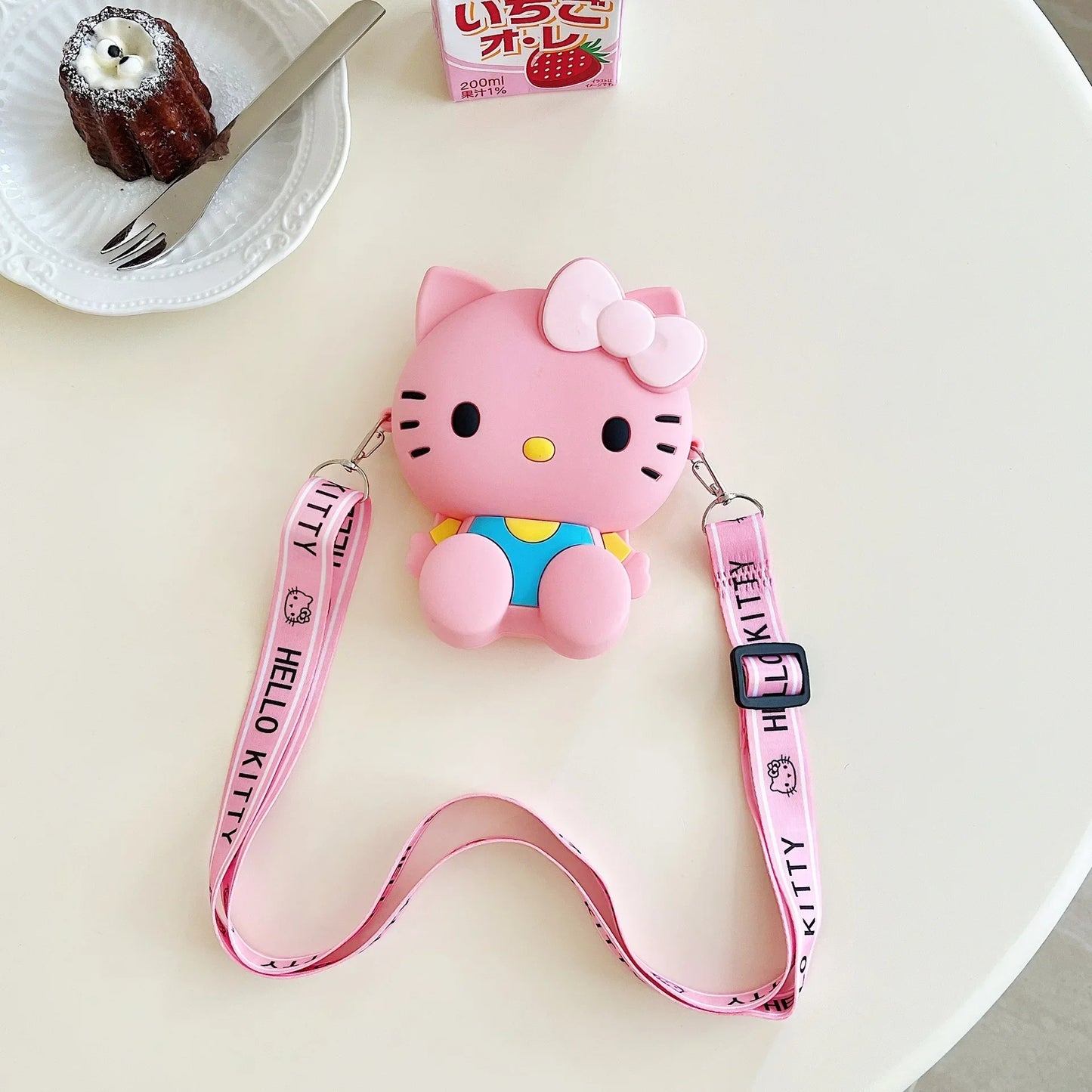 Funny Sanrio Hello Kitty Crossbody Bag for Girls - Cute Cartoon Silicone Coin Purse, Casual Shoulder Bag Kids Holiday Gift