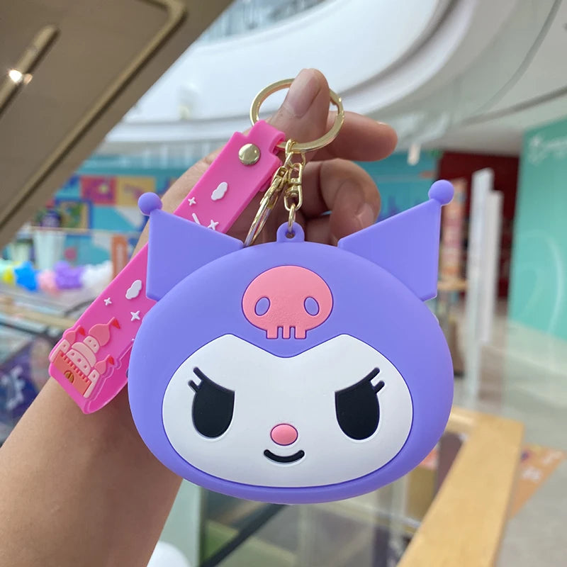 Kawaii Sanrio Hello Kitty Kuromi Silicone Coin Purse Cinnamoroll Keychain Wallet