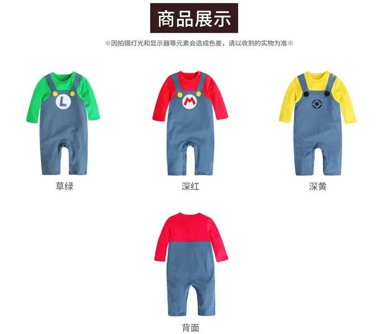 New Super Mario Bros Long sleeved Suit Baby Rompers