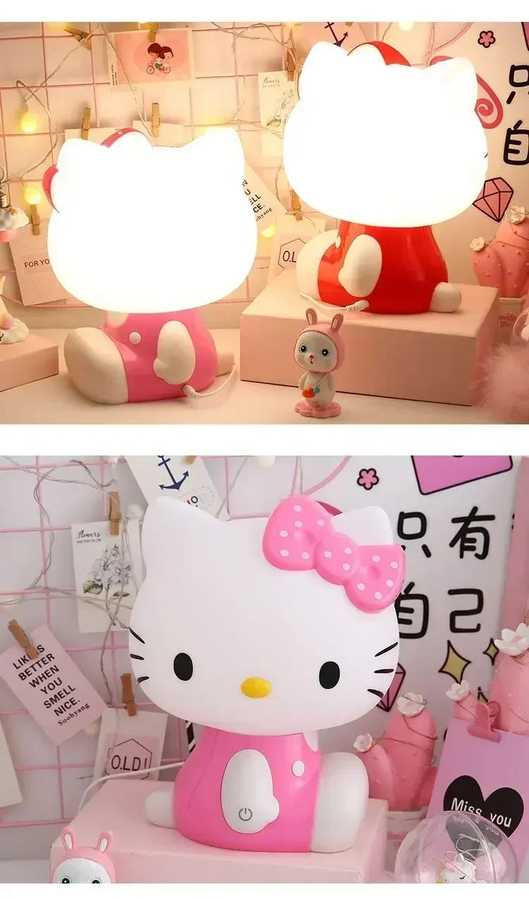 Hello Kitty 3D LED Small Night Lamp Touch Plug-in Baby Feeding home Bedroom Dreamy Sleep Light Eye Protection Bedside Room Decor