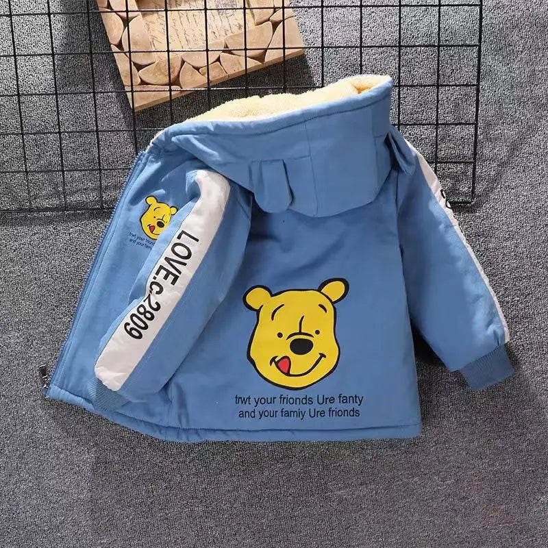 Children's Winter Coat Baby Girl Boy Mickey Mouse Cartoon Jackets 1-6Years Kids Thicken Keep Warm Hooded Outerwear Infant Clothe