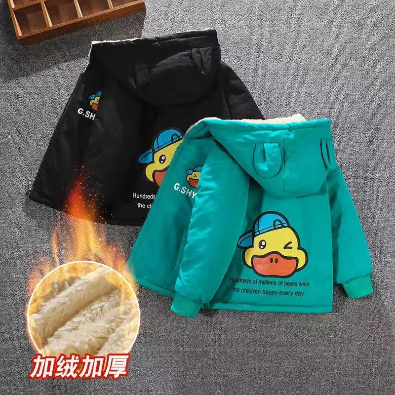 Children's Winter Coat Baby Girl Boy Mickey Mouse Cartoon Jackets 1-6Years Kids Thicken Keep Warm Hooded Outerwear Infant Clothe