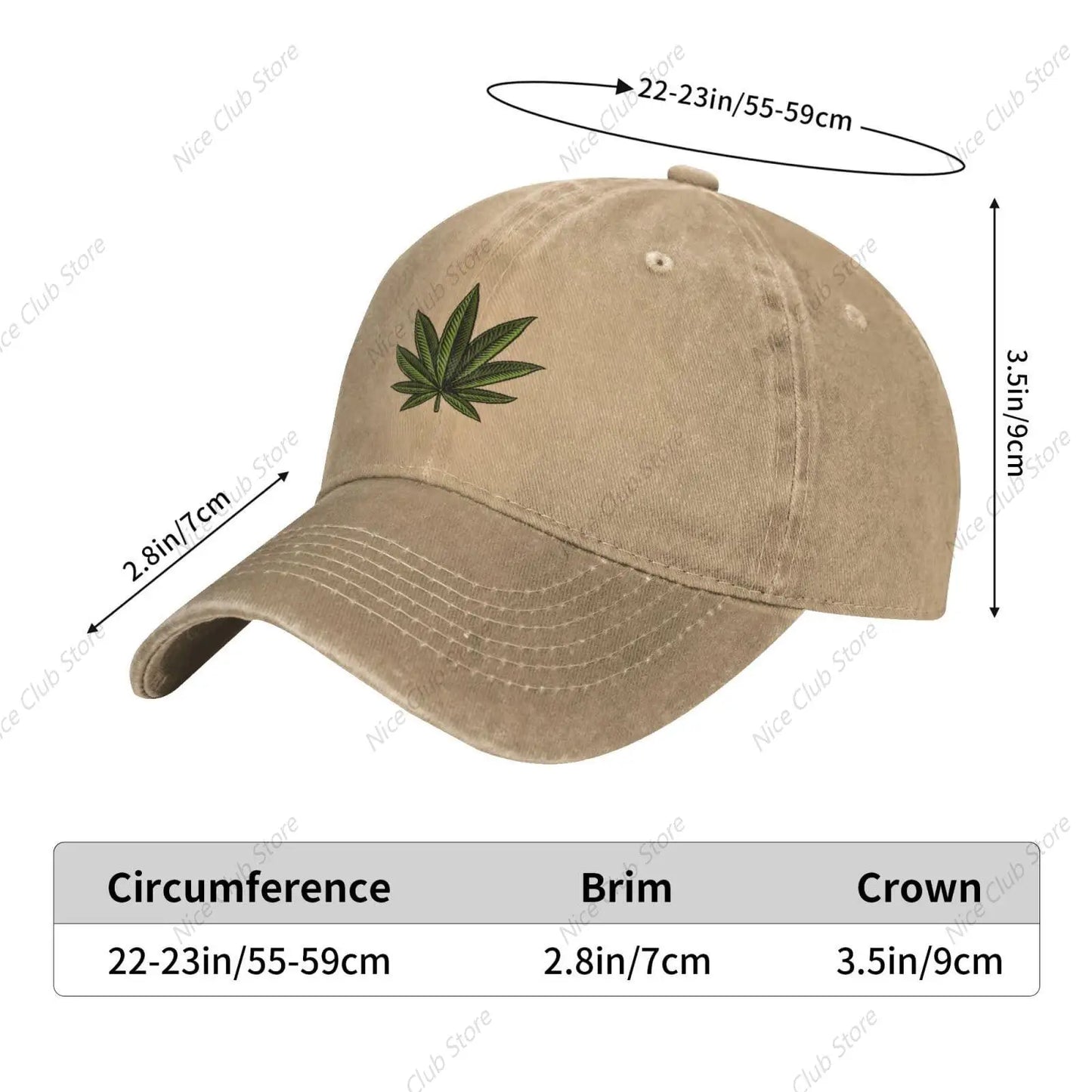 420 Cannabis Leaf Baseball Cap for Men Women Adjustable Washed Vintage Cotton