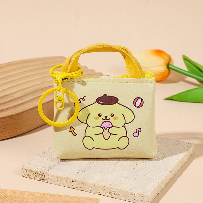Kawaii Sanrio Hello Kitty Kuromi Silicone Coin Purse Cinnamoroll Keychain Wallet