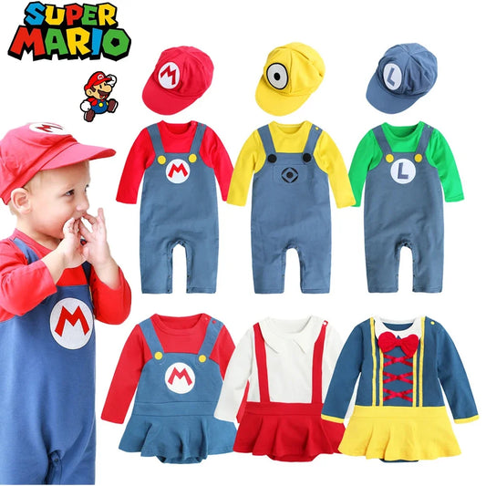 New Super Mario Bros Long sleeved Suit Baby Rompers