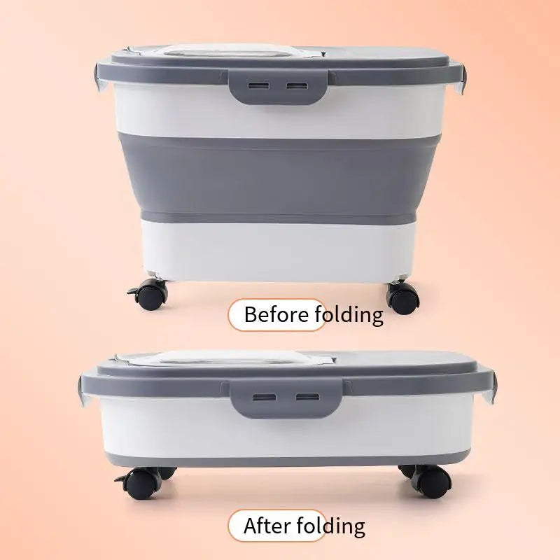 Collapsible Cat/Dog Food Storage Container. Folding Pet Supplies