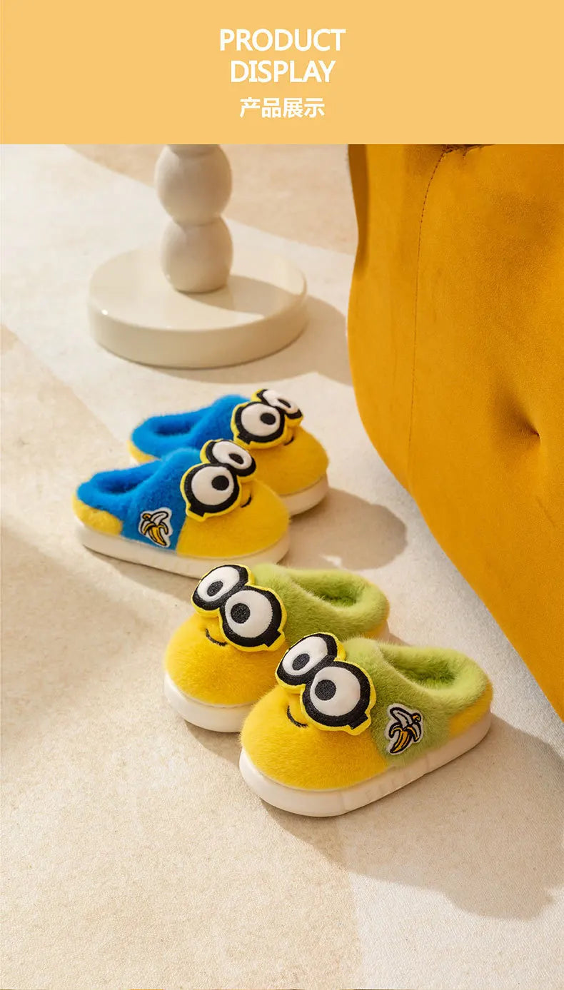 2024 New Cute Cartoon Minions Children Slippers Cartoon Boys And Girls Home Indoor Comfortable Warm Non Slip Slipper Winter Gift