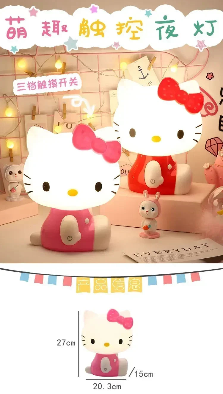 Hello Kitty 3D LED Small Night Lamp Touch Plug-in Baby Feeding home Bedroom Dreamy Sleep Light Eye Protection Bedside Room Decor