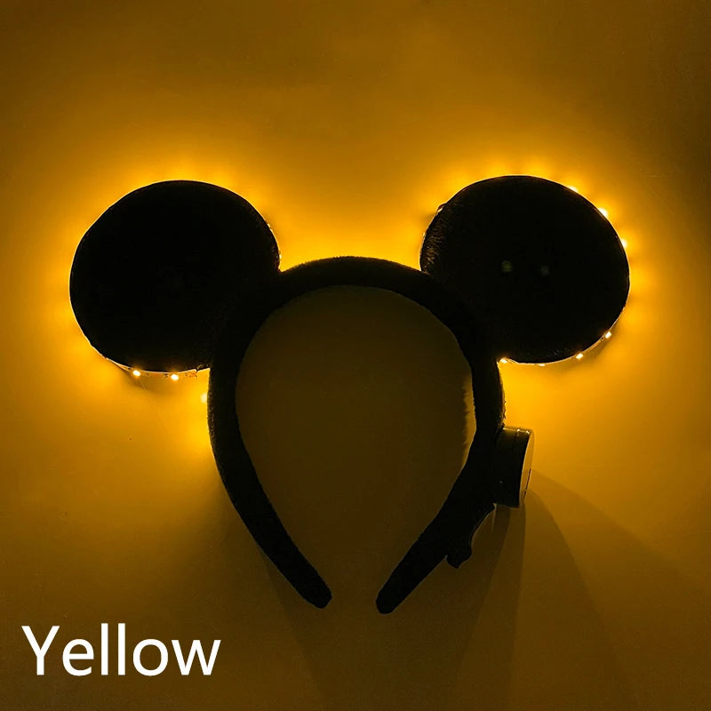 Cartoon LED Mouse Ears Headband for Boys and Girls Birthday Party Black Headwear Costume Cosplay Decoration Flashing Hairband