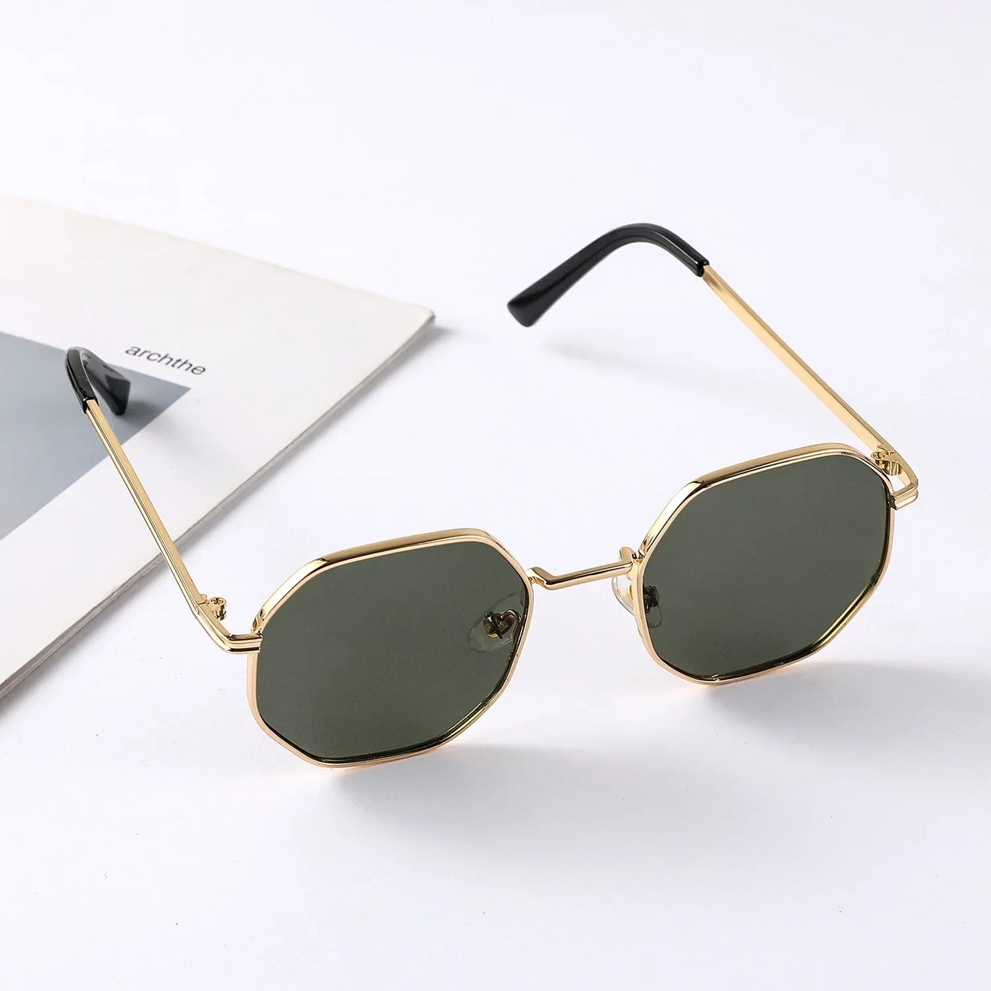Fashion Boys Girls Octagon Metal Sunglasses