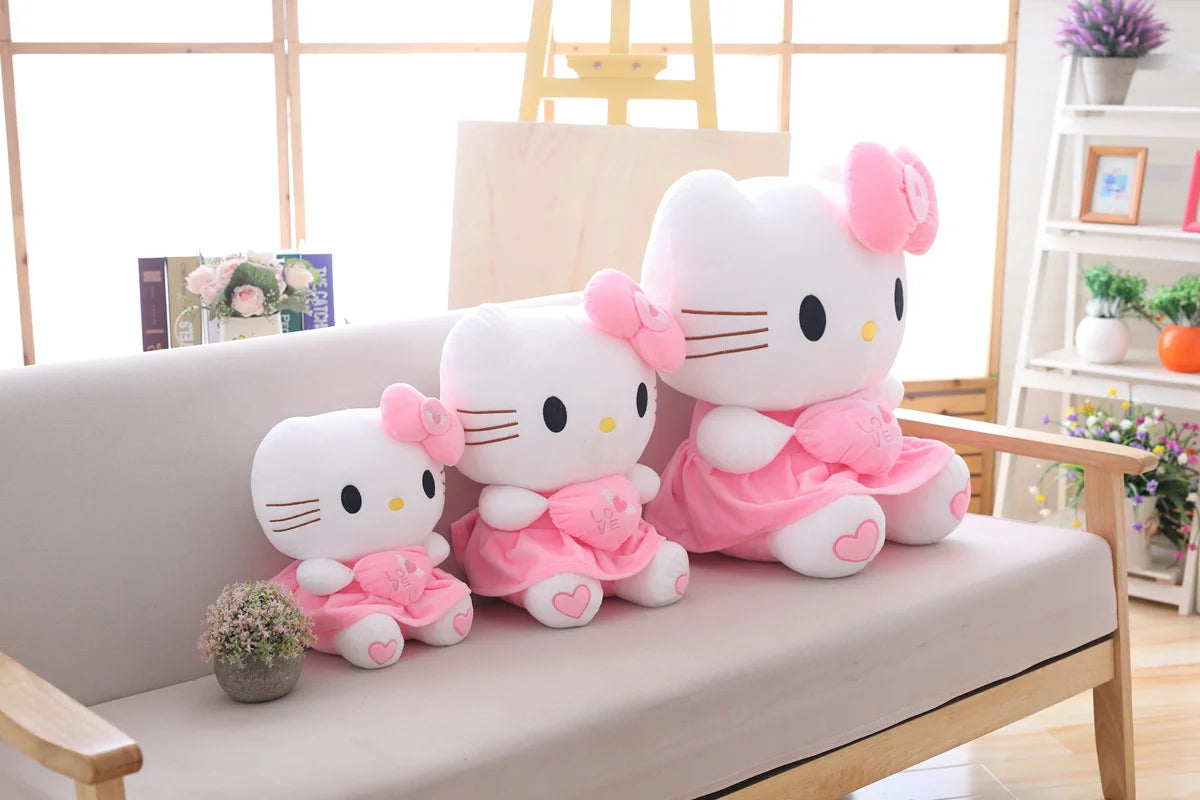35-70cm Big Size Sanrio Hello Kitty Plush Toys Cute Anime Peripherals Movie KT Cat Stuffed Doll Hello Kitty Xmas Gift For Kid