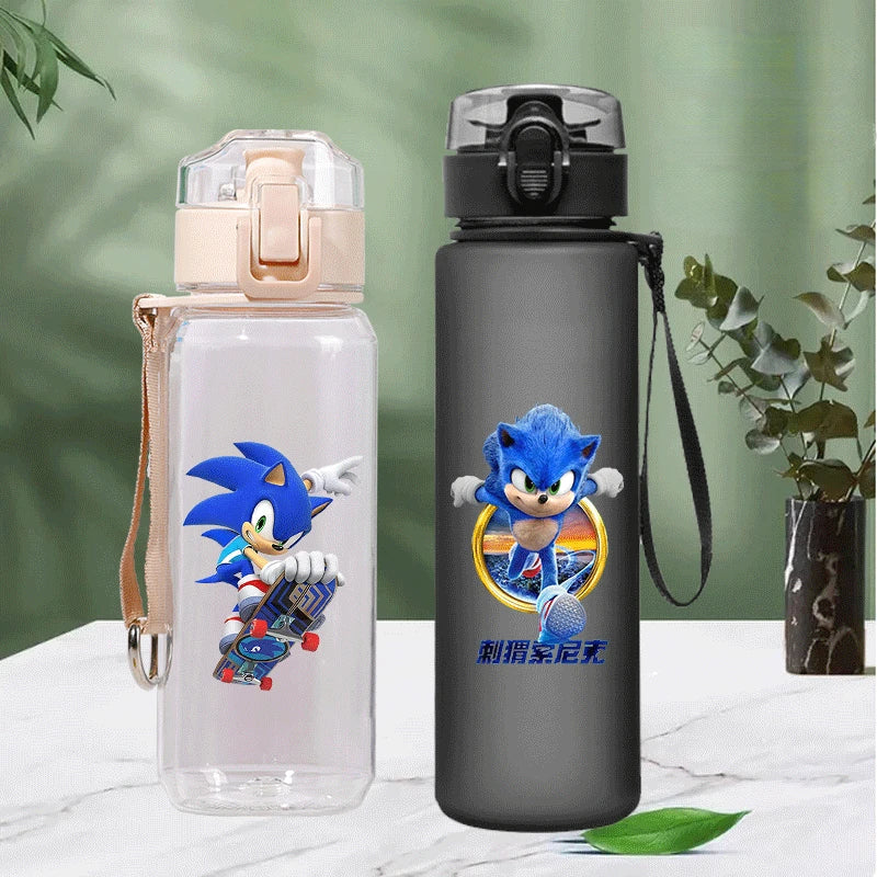 Sonic The Hedgehog Water Bottle with Time Marker Portable Reusable.