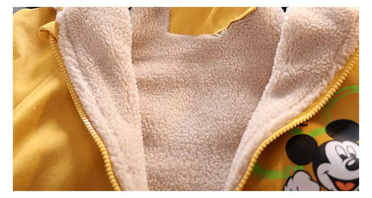 Children's Winter Coat Baby Girl Boy Mickey Mouse Cartoon Jackets 1-6Years Kids Thicken Keep Warm Hooded Outerwear Infant Clothe