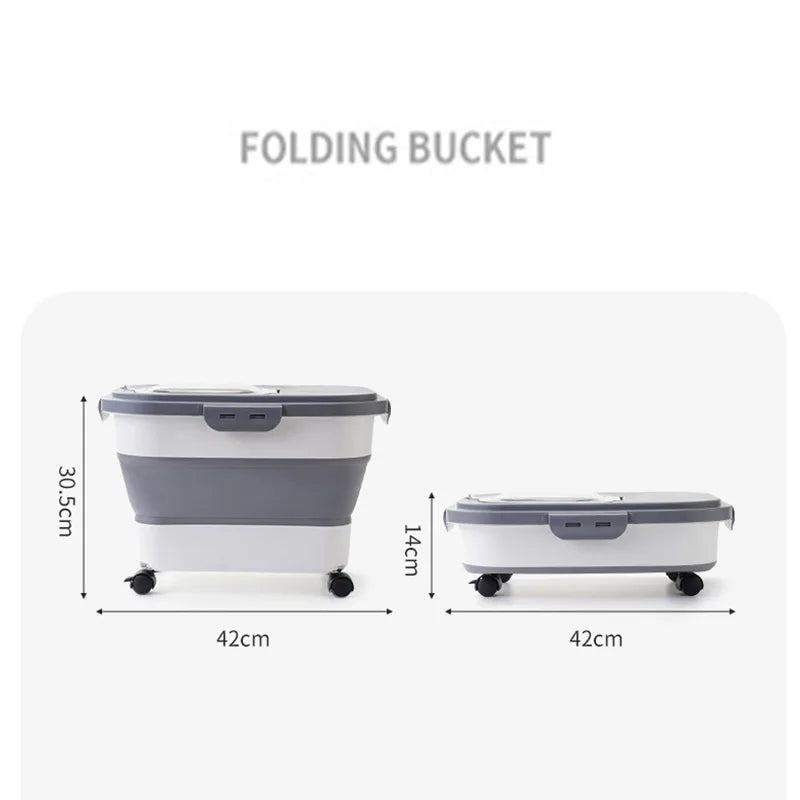 Collapsible Cat/Dog Food Storage Container. Folding Pet Supplies