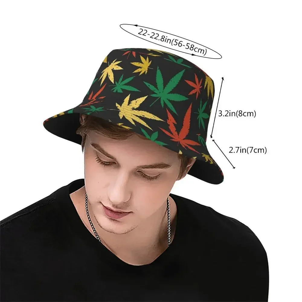 420 Cannabis Seamless Bucket Hats Panama For Man Woman Bob Hats Outdoor