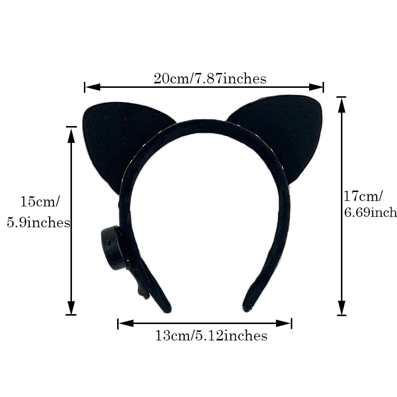 Cartoon LED Mouse Ears Headband for Boys and Girls Birthday Party Black Headwear Costume Cosplay Decoration Flashing Hairband