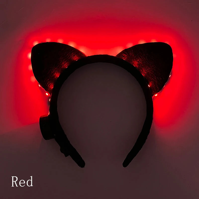 Cartoon LED Mouse Ears Headband for Boys and Girls Birthday Party Black Headwear Costume Cosplay Decoration Flashing Hairband