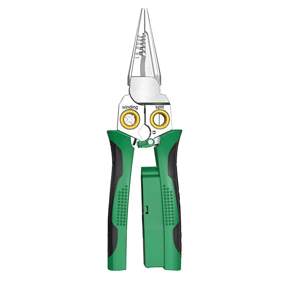 9 In 1 Wire Stripper Stainless Steel Electrician Cable Cutter Wire Crimping Pliers Clamper Splitting Winding Multi Function Tool