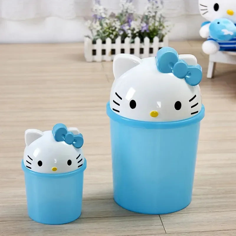 Sanrio Cartoon Hello Kitty Design Trash Can Household Flip Trash Can Living Room Bedroom Bathroom Coffee Table Desktopstoragebin
