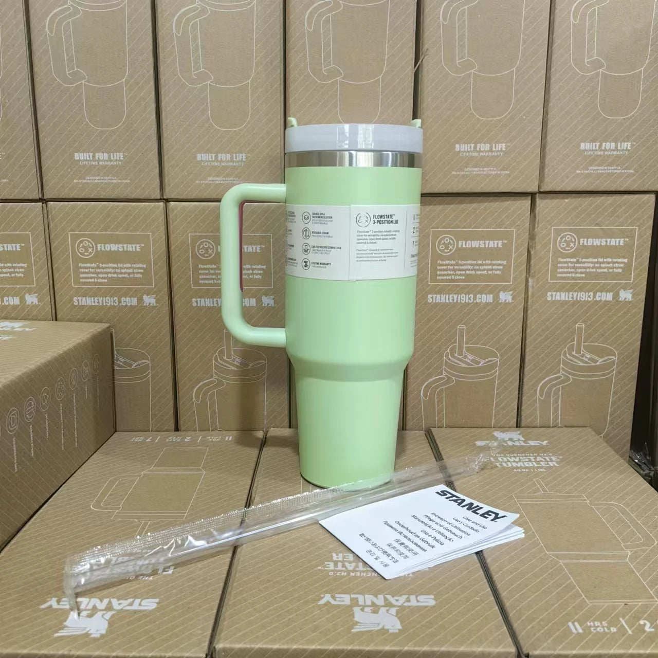 40 oz Tumblers Cup Straw Car Travel Mugs Coffee Tumbler Cups for Stanleys With Handle Insulated Stainless Steel Lid