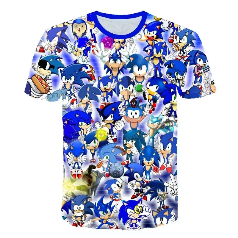 Sonic T Shirt Cartoon Game Short Sleeve Boys Girls.