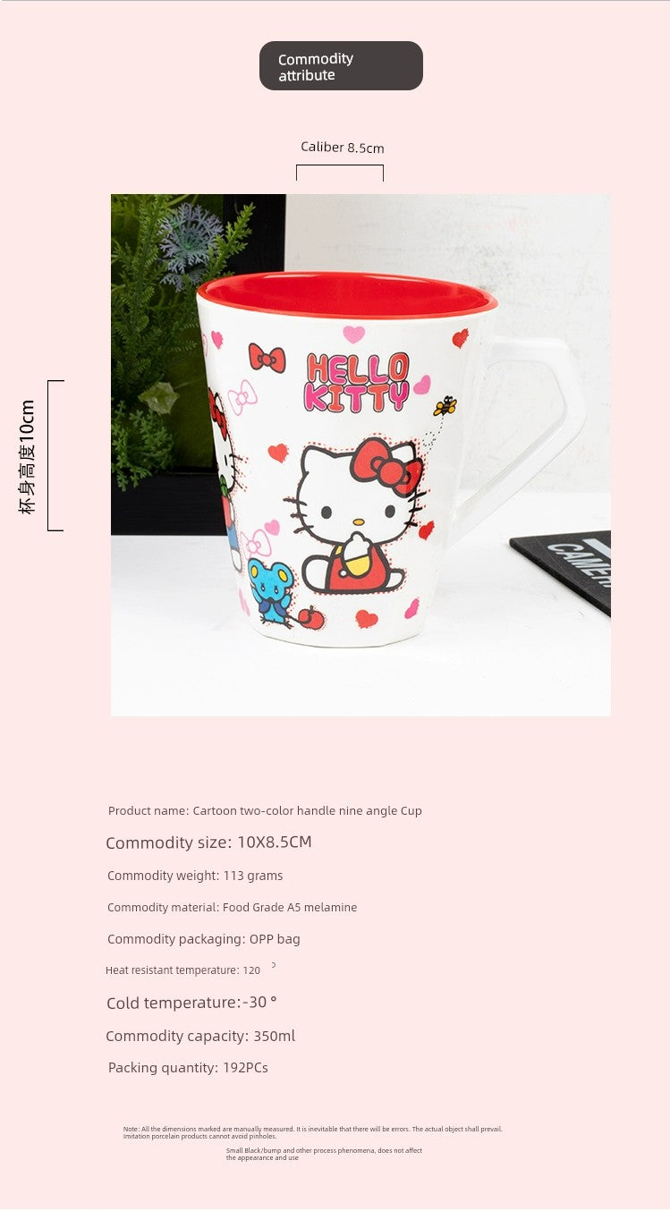 Two-Color Handle Cup Hello kitty  Porcelain mug.