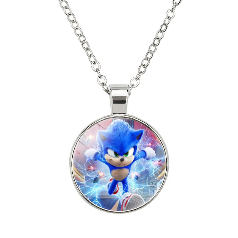 Sonic The Hedgehog Necklace Silver Pendant.