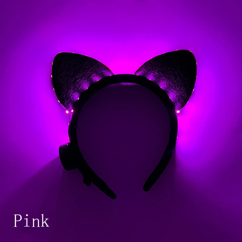 Cartoon LED Mouse Ears Headband for Boys and Girls Birthday Party Black Headwear Costume Cosplay Decoration Flashing Hairband