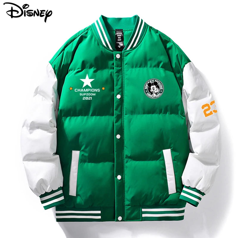 Disney New Arrival Brand Clothing Top Fashion Mickey Mouse Print Logo Loose Cardigan Winter Coat Casual Cotton-padded Jacket