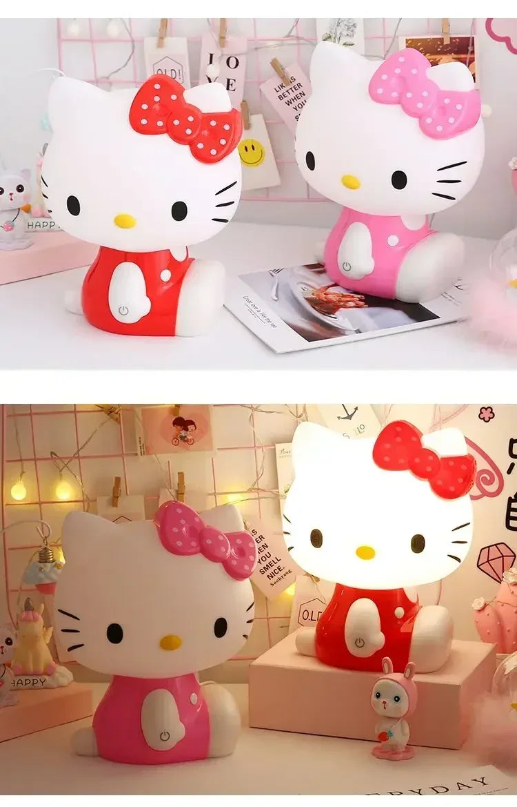 Hello Kitty 3D LED Small Night Lamp Touch Plug-in Baby Feeding home Bedroom Dreamy Sleep Light Eye Protection Bedside Room Decor