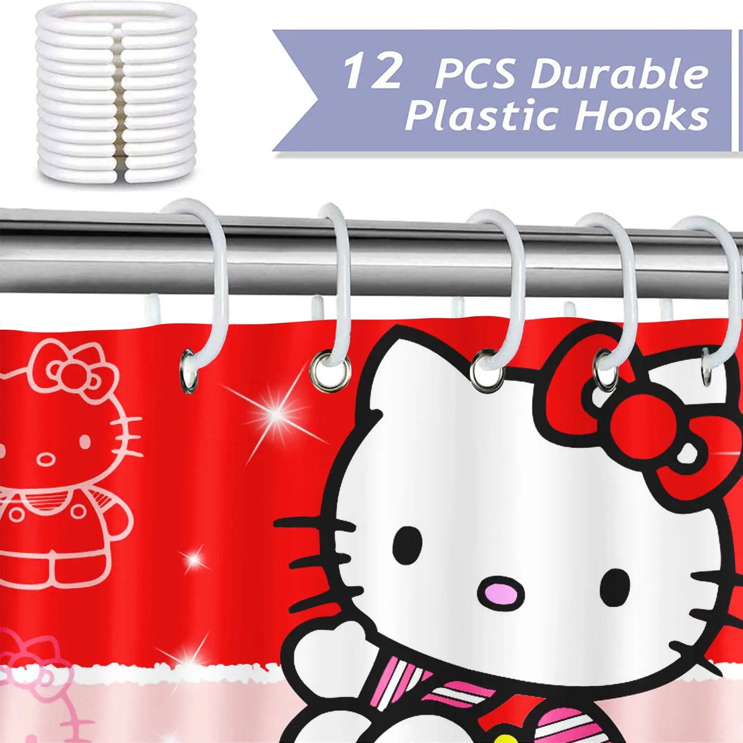 Hello Kitty Bathroom Shower Curtain Accessories Bathroom 4 Piece Set Mats And Curtains Home Decor  Cartoon Cute Anime