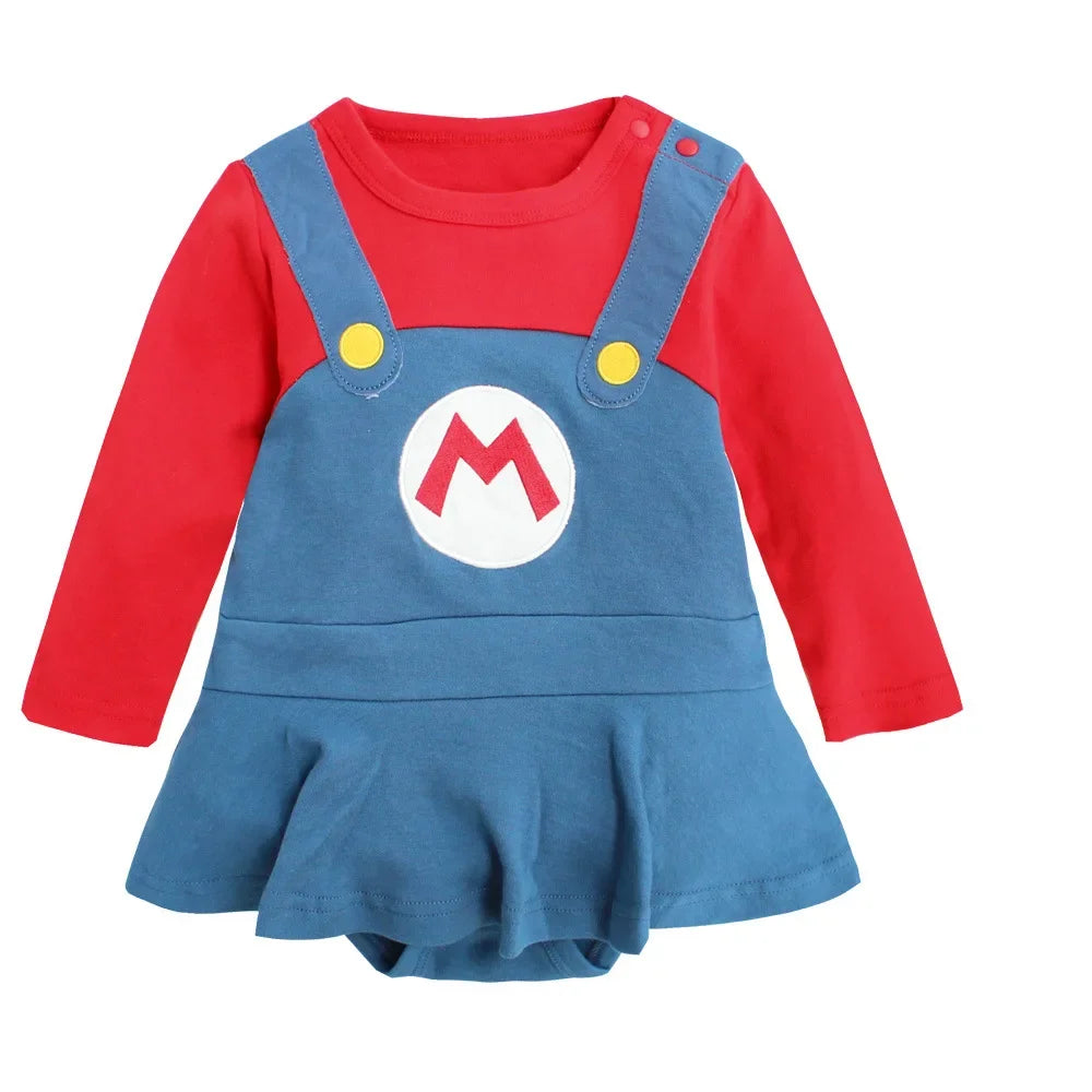 New Super Mario Bros Long sleeved Suit Baby Rompers