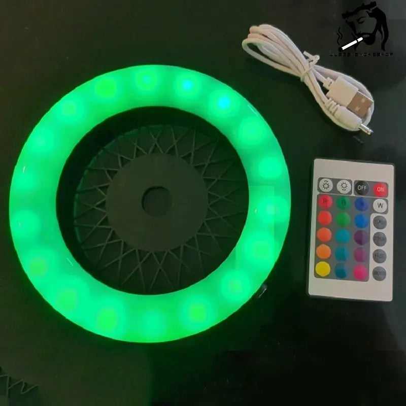 JUSES' SMOKESHOP Newest Wheel Shape Colour LED Hookah Light Display Shisha Ring Light with Remote Control Hookah Accessories