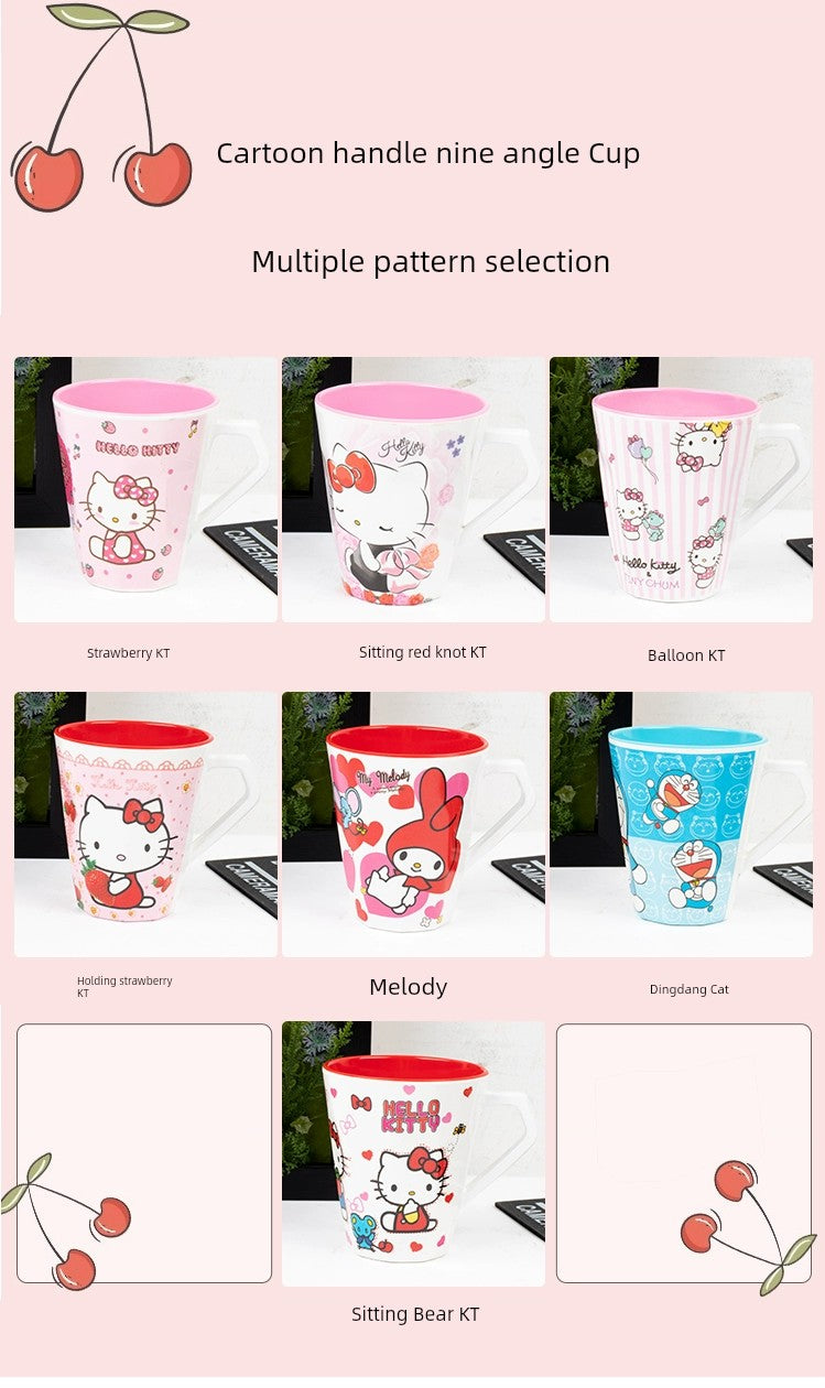 Two-Color Handle Cup Hello kitty  Porcelain mug.