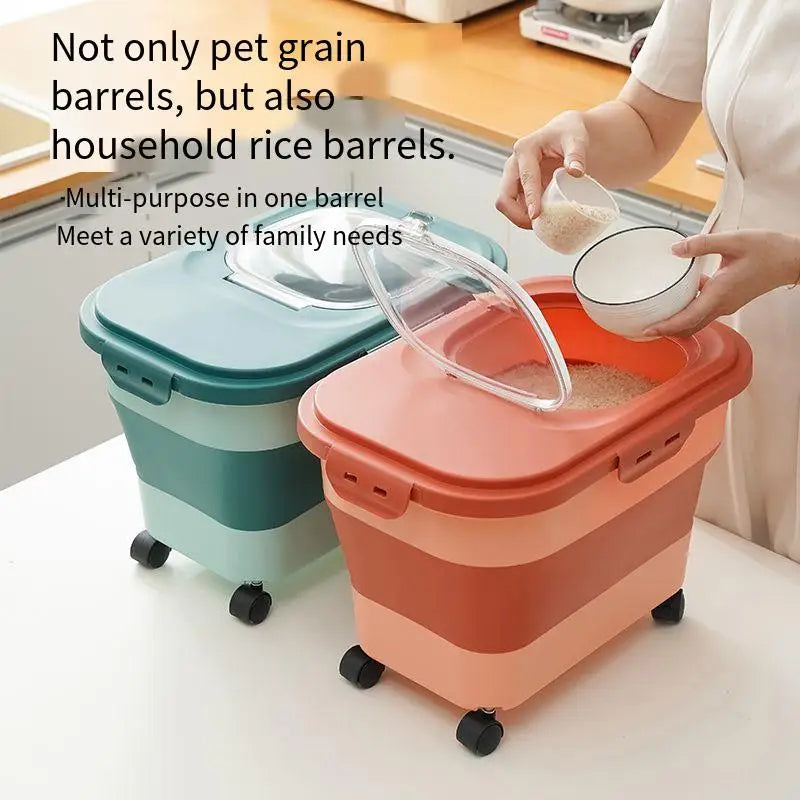 Collapsible Cat/Dog Food Storage Container. Folding Pet Supplies