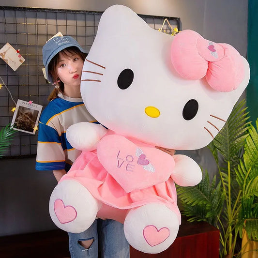 35-70cm Big Size Sanrio Hello Kitty Plush Toys Cute Anime Peripherals Movie KT Cat Stuffed Doll Hello Kitty Xmas Gift For Kid