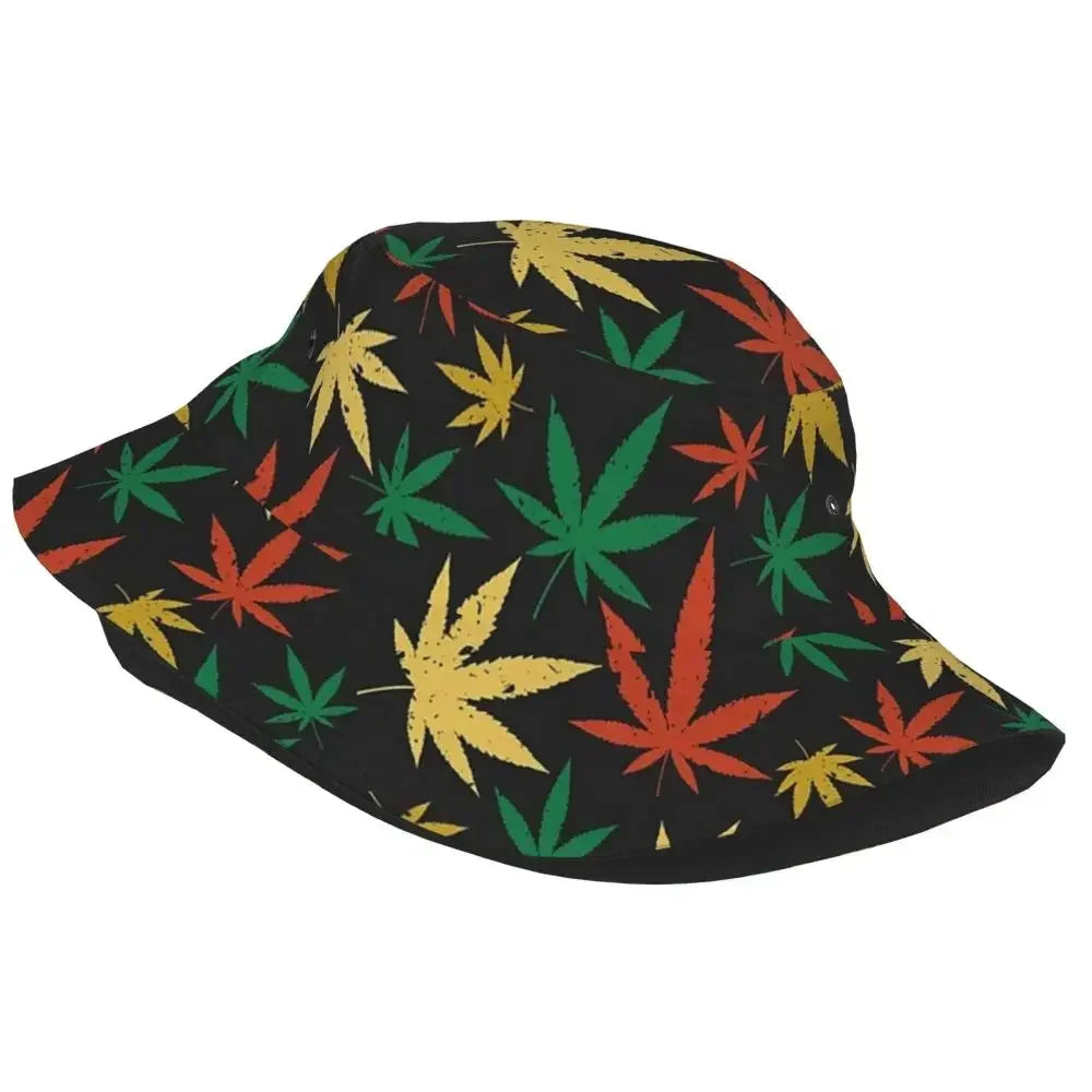 420 Cannabis Seamless Bucket Hats Panama For Man Woman Bob Hats Outdoor