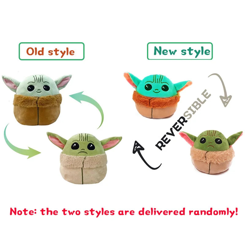 Disney Baby Yoda Stitch Plush Toy Cartoon Double-sided Flip Reversible Stuffed Figure Doll Kawaii Cute Toys Kids Gift