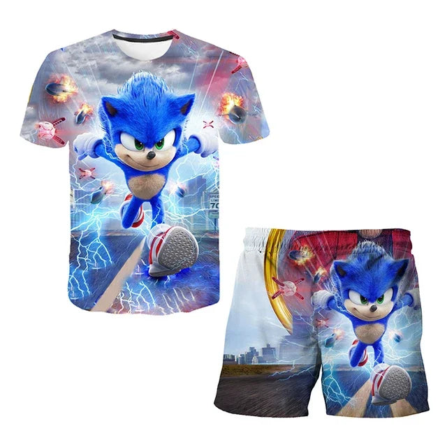 Boys Sonic T-shirt/ Shorts 2 Pcs Set.