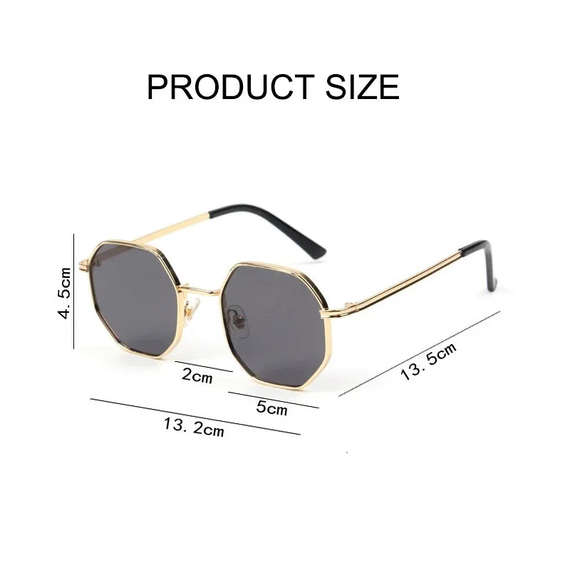 Fashion Boys Girls Octagon Metal Sunglasses