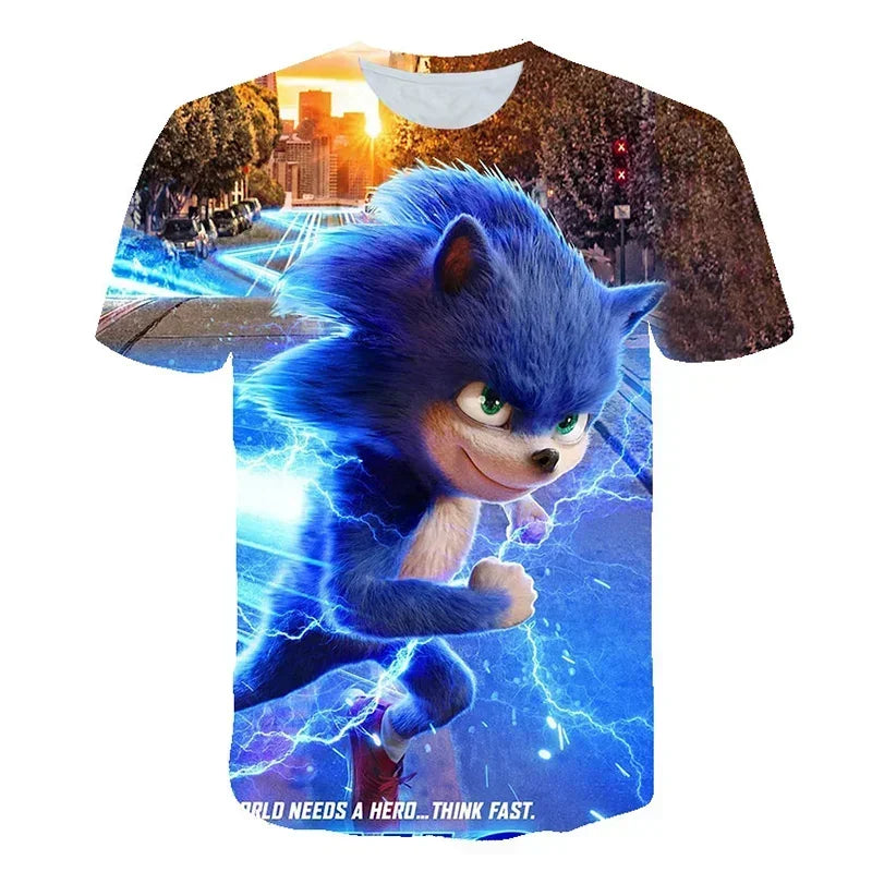 Sonic T Shirt Cartoon Game Short Sleeve Boys Girls.