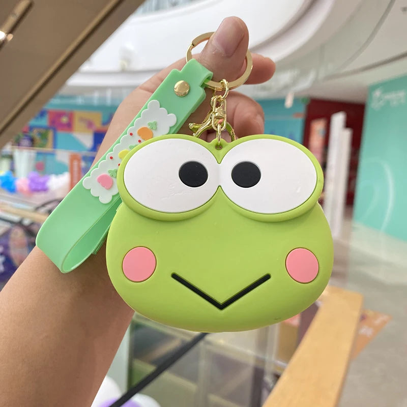 Kawaii Sanrio Hello Kitty Kuromi Silicone Coin Purse Cinnamoroll Keychain Wallet