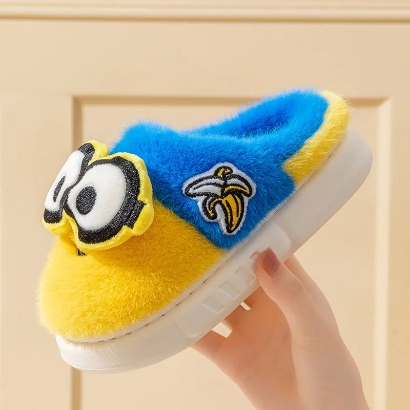 2024 New Cute Cartoon Minions Children Slippers Cartoon Boys And Girls Home Indoor Comfortable Warm Non Slip Slipper Winter Gift