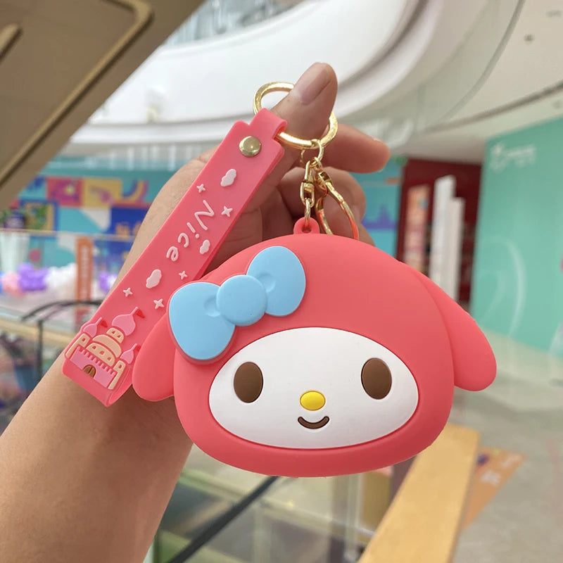 Kawaii Sanrio Hello Kitty Kuromi Silicone Coin Purse Cinnamoroll Keychain Wallet
