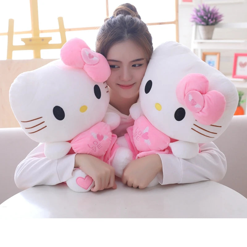 35-70cm Big Size Sanrio Hello Kitty Plush Toys Cute Anime Peripherals Movie KT Cat Stuffed Doll Hello Kitty Xmas Gift For Kid