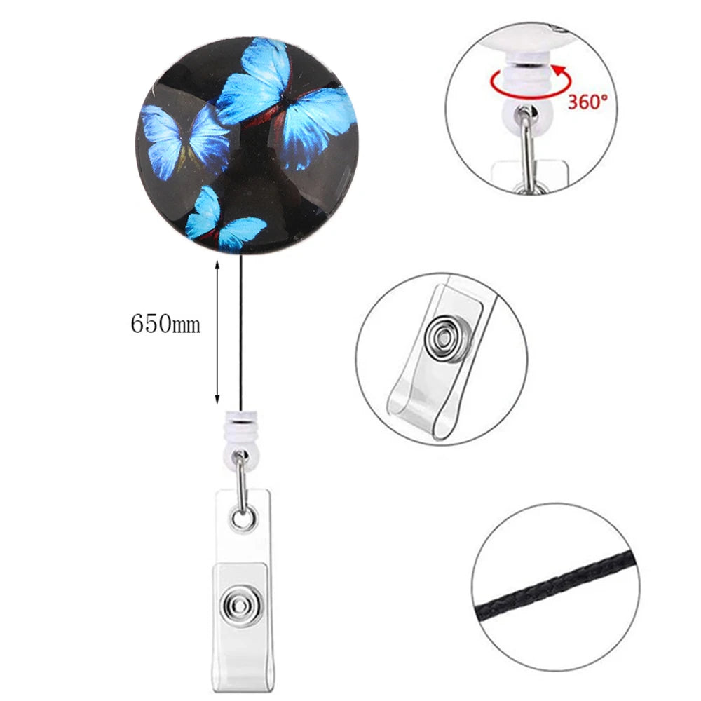 Stitch Mickey Keychain Student IC ID Card Badge Holder Yoda Retractable Nurse Badge Reel Clip Accessory Friend Kids Gift