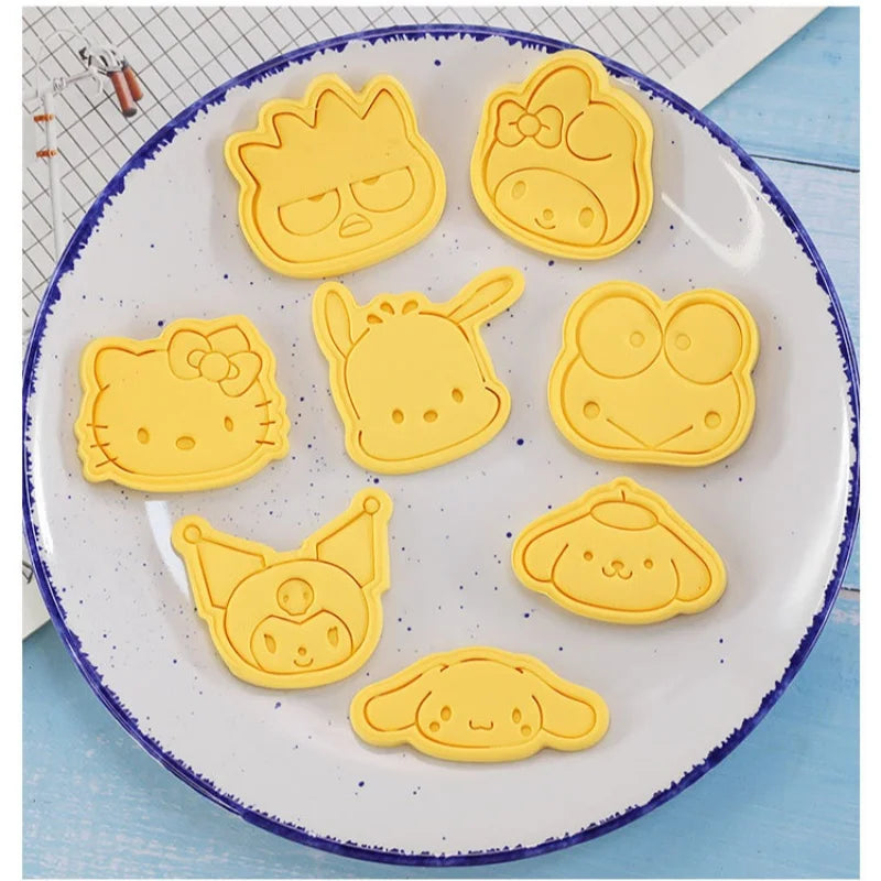 Hello Kitty Cartoon Cookie Cutter Set Sanrio Anime Bakery Mold Biscuit Press Stamp Embosser Dessert Mold Kitchens Supplies Tools