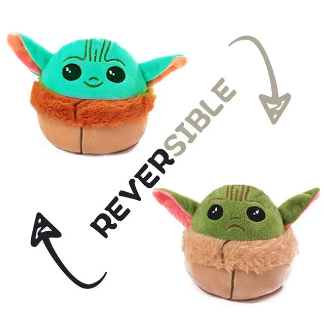 Disney Baby Yoda Stitch Plush Toy Cartoon Double-sided Flip Reversible Stuffed Figure Doll Kawaii Cute Toys Kids Gift