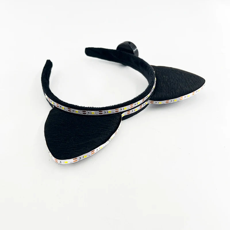 Cartoon LED Mouse Ears Headband for Boys and Girls Birthday Party Black Headwear Costume Cosplay Decoration Flashing Hairband