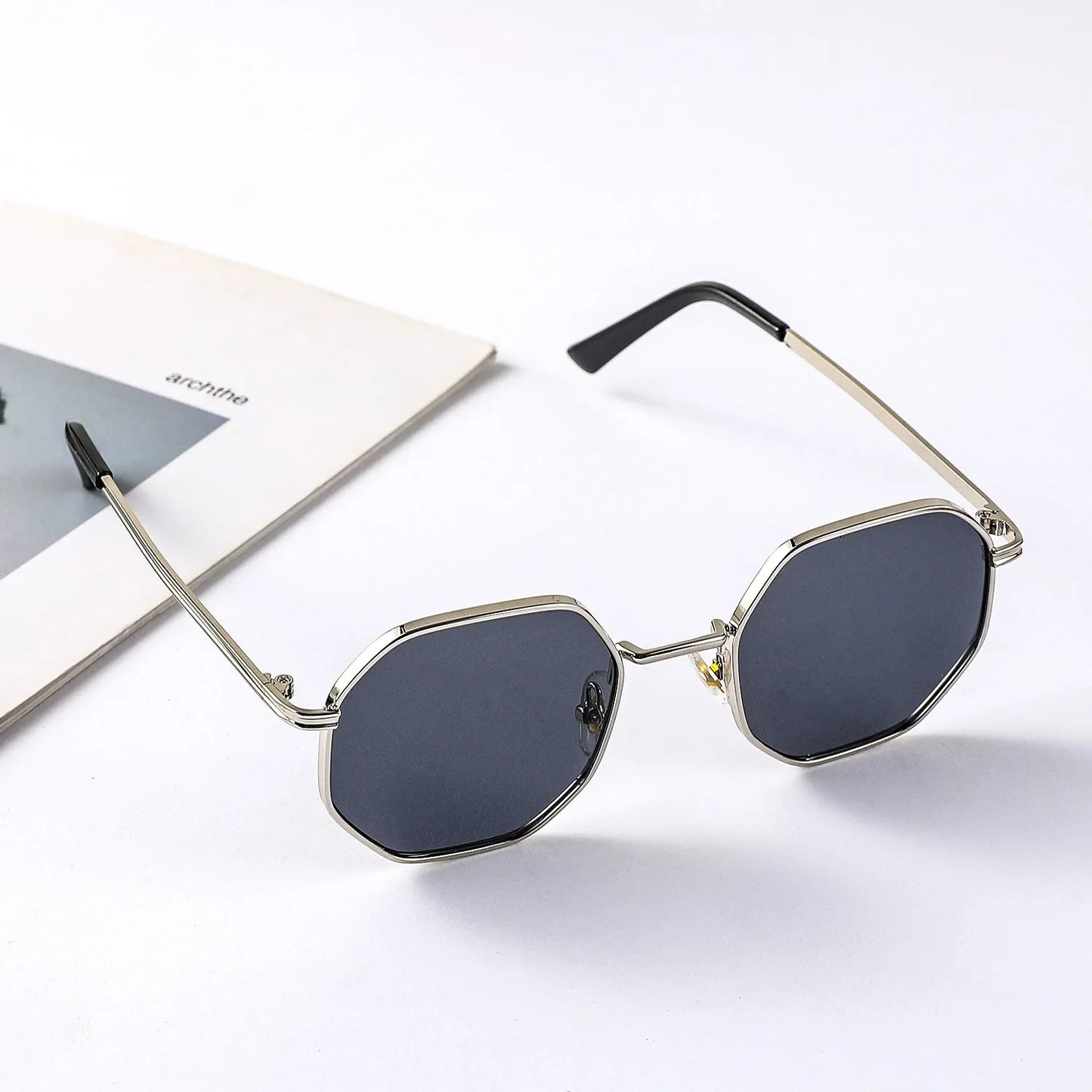 Fashion Boys Girls Octagon Metal Sunglasses